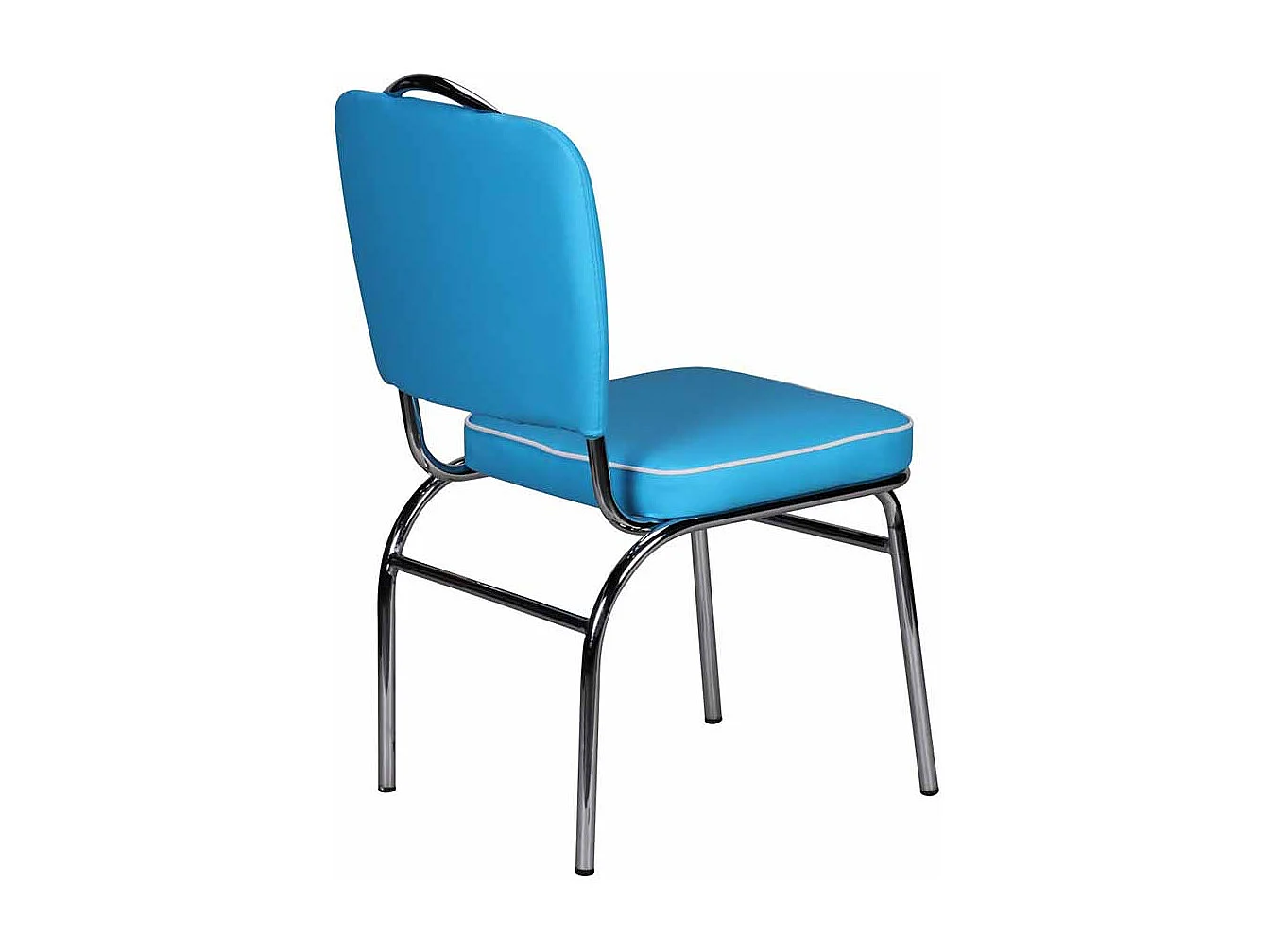 Retro Stuhl in Blau Weiß Chrom