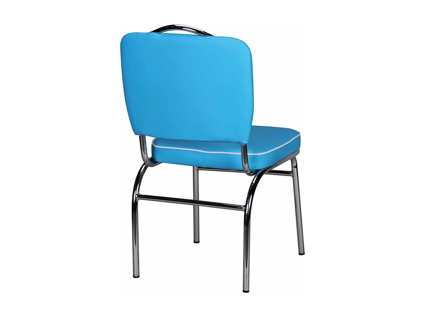 Retro Stuhl in Blau Weiß Chrom
