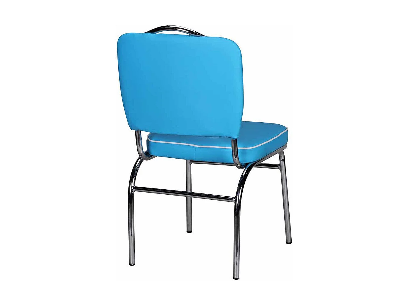 Retro Stuhl in Blau Weiß Chrom