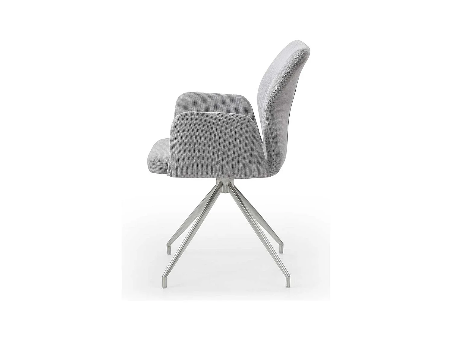 Esszimmer Drehstuhl in Hellgrau und Silber Gestell aus Metall