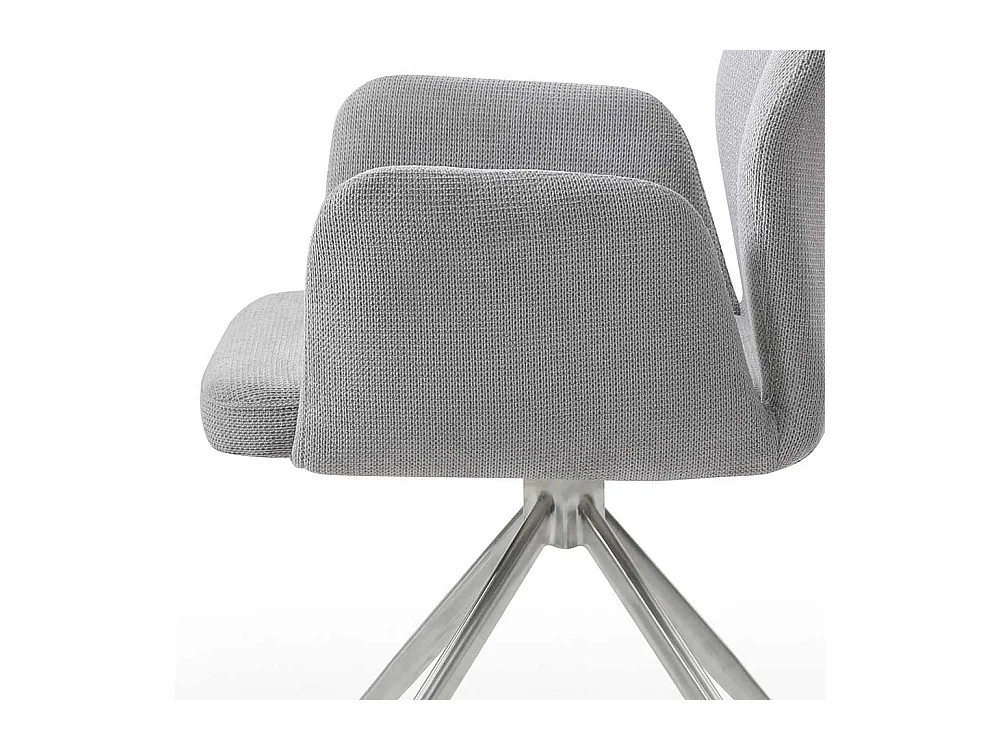 Esszimmer Drehstuhl in Hellgrau und Silber Gestell aus Metall