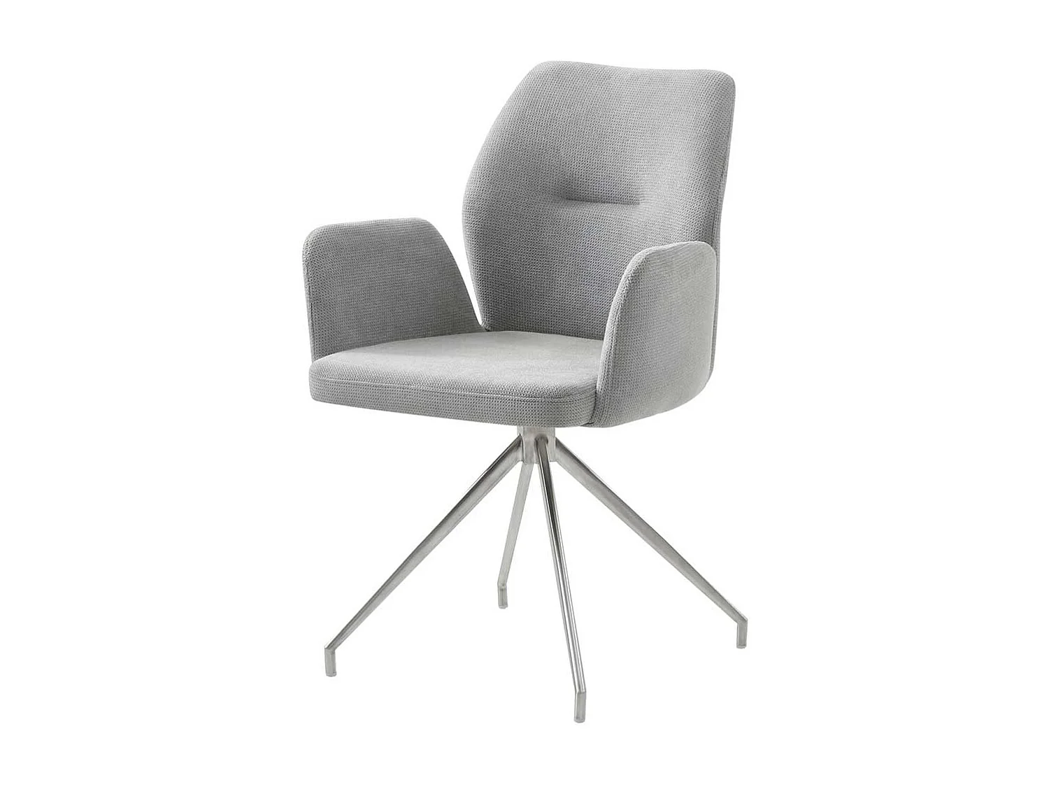 Esszimmer Drehstuhl in Hellgrau und Silber Gestell aus Metall