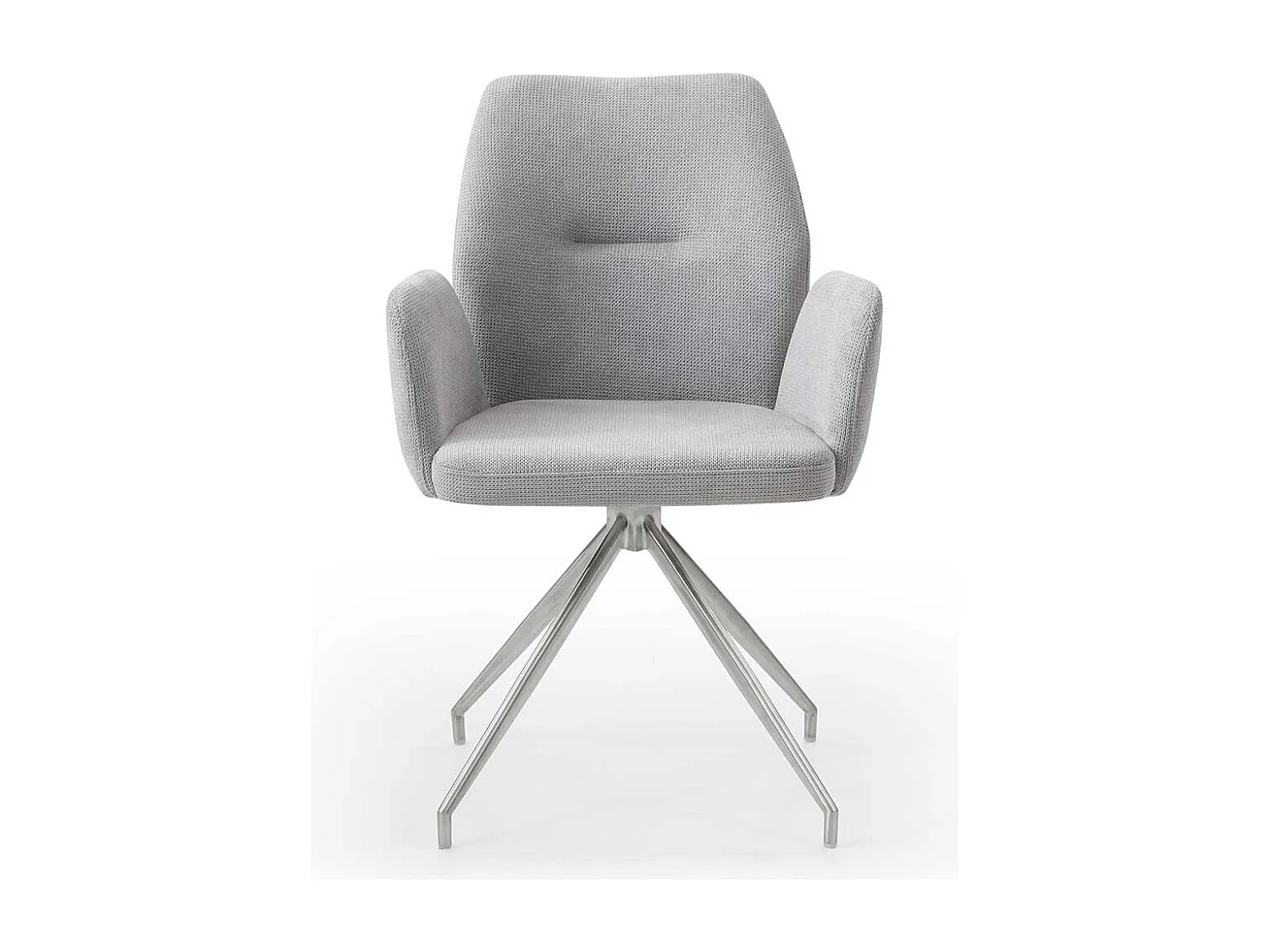 Esszimmer Drehstuhl in Hellgrau und Silber Gestell aus Metall