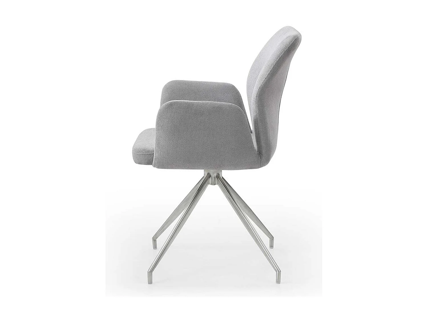 Esszimmer Drehstuhl in Hellgrau und Silber Gestell aus Metall