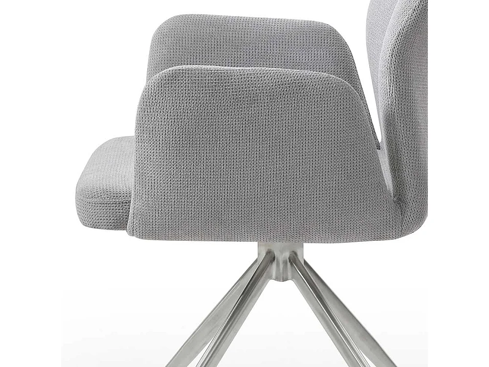 Esszimmer Drehstuhl in Hellgrau und Silber Gestell aus Metall