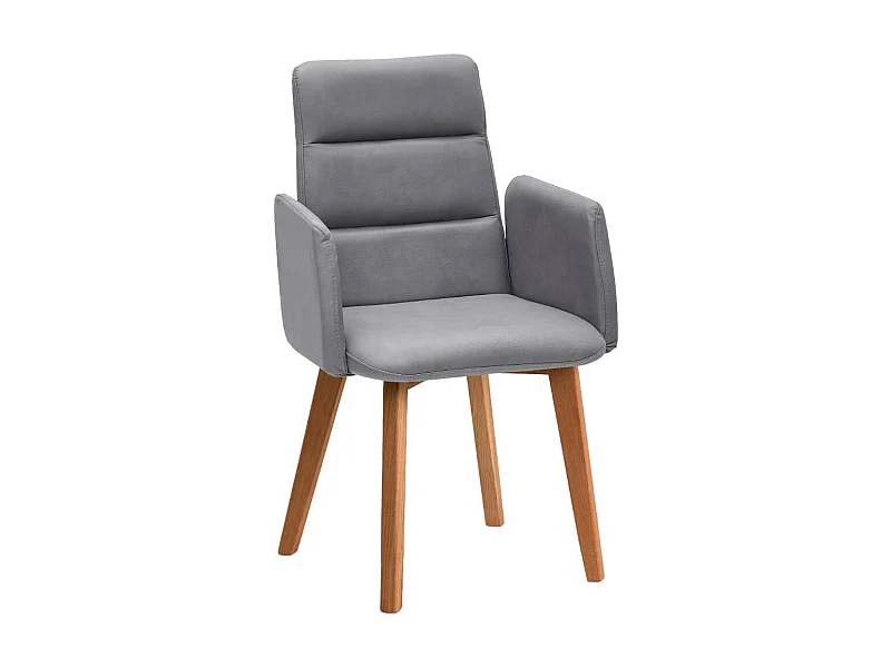 Armlehnstuhl Esszimmerstuhl in Hellgrau aus Microfaser