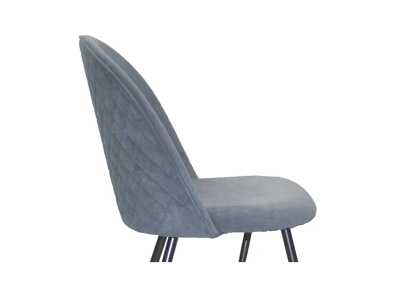 Graue Polsterstühle aus Samt und Metall aufwendigen Steppungen (4er Set)