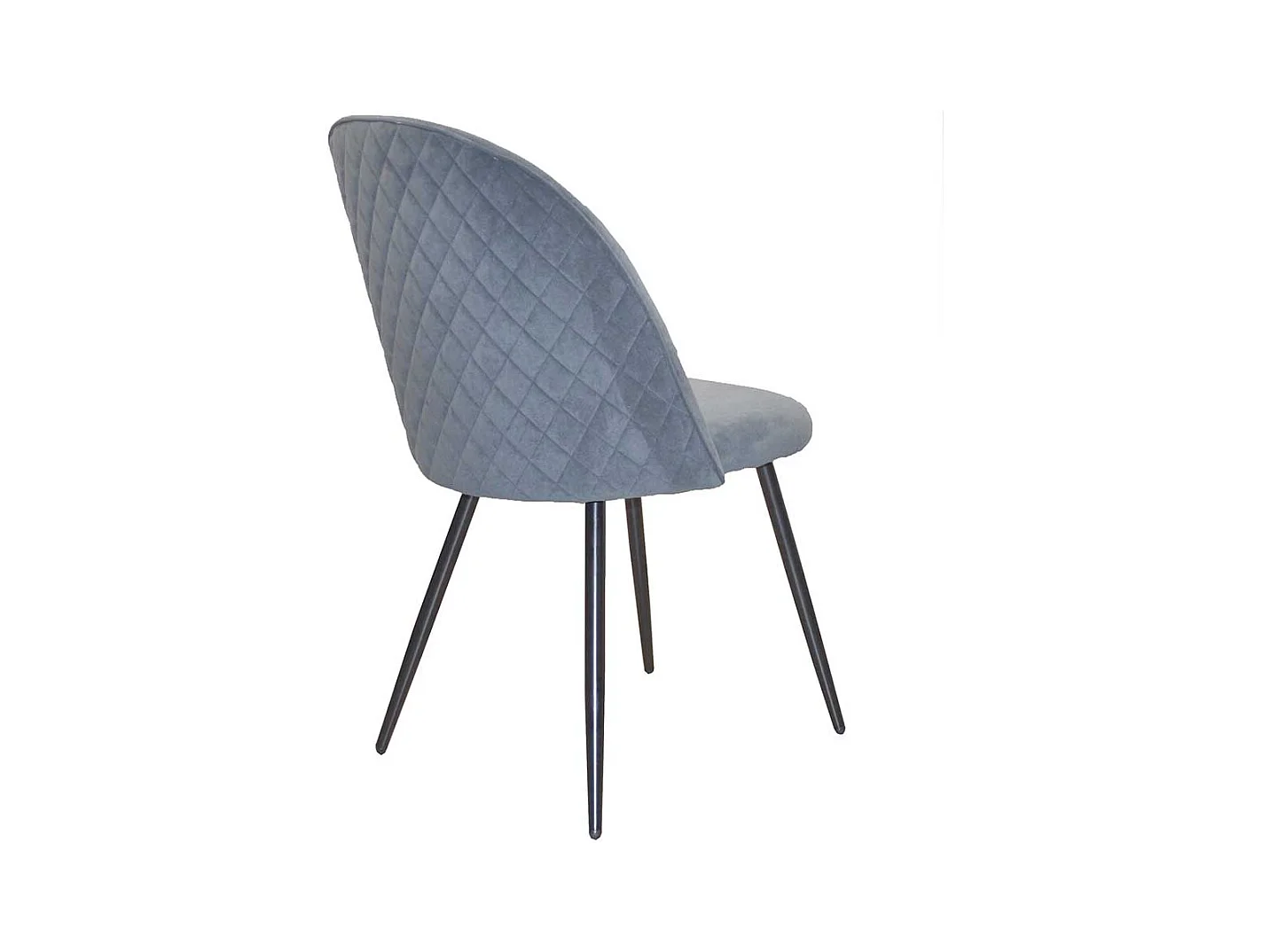 Graue Polsterstühle aus Samt und Metall aufwendigen Steppungen (4er Set)