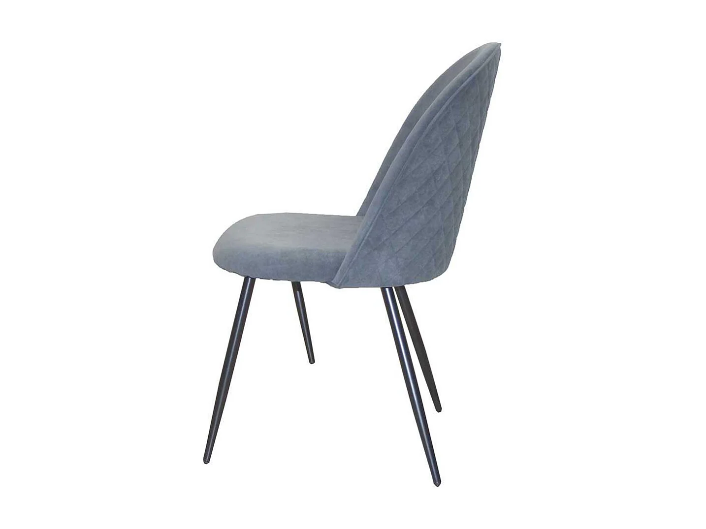 Graue Polsterstühle aus Samt und Metall aufwendigen Steppungen (4er Set)