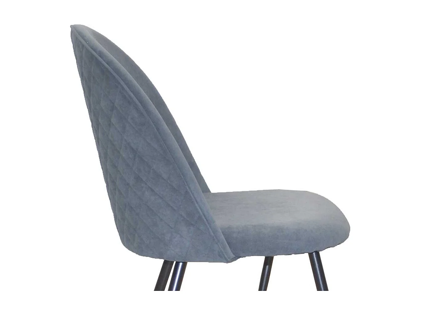 Graue Polsterstühle aus Samt und Metall aufwendigen Steppungen (4er Set)