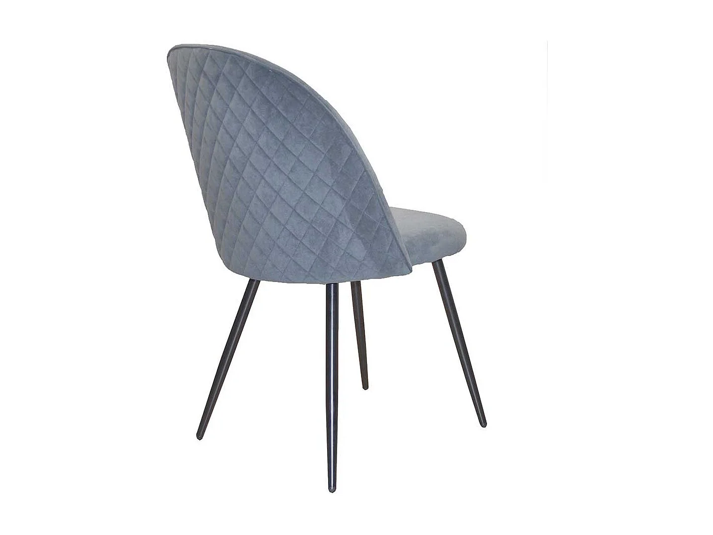 Graue Polsterstühle aus Samt und Metall aufwendigen Steppungen (4er Set)