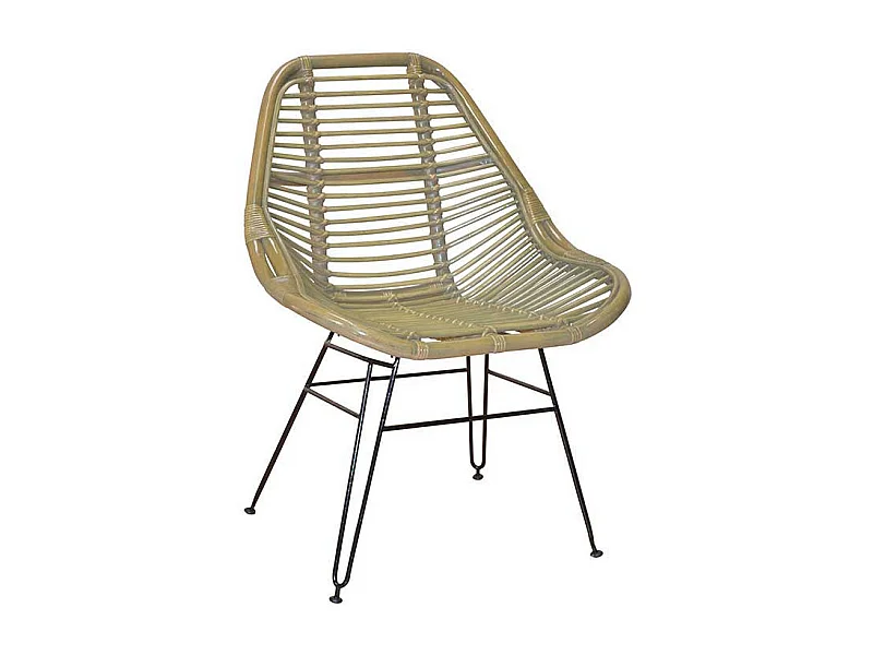 Schalenstuhl aus Rattan Eisen