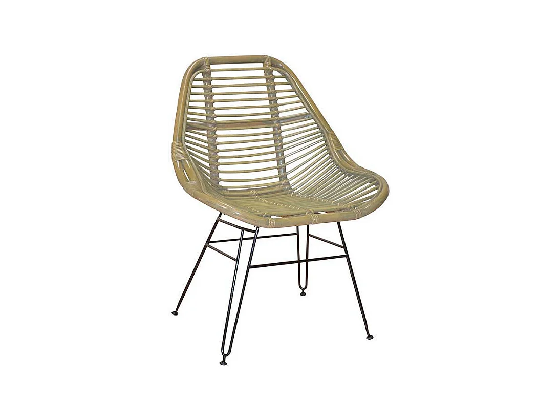 Schalenstuhl aus Rattan Eisen