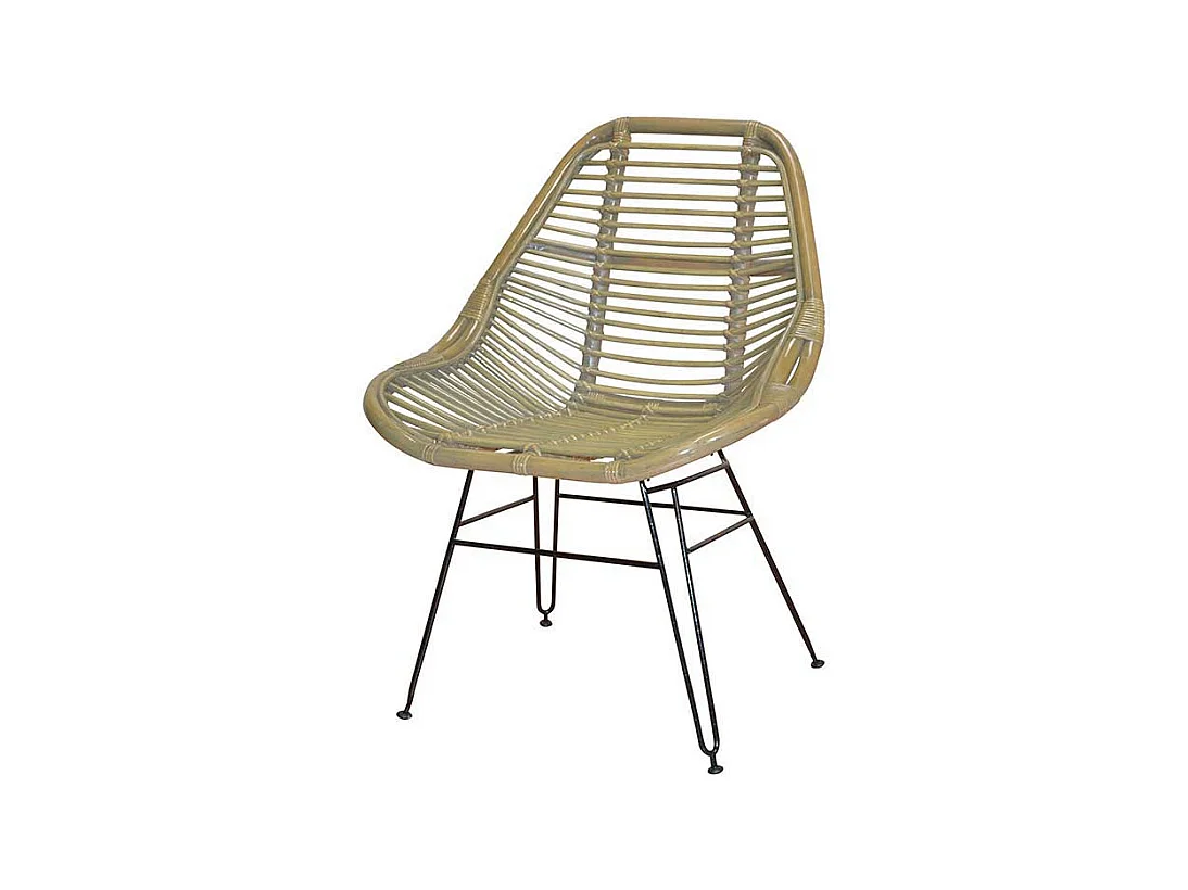 Schalenstuhl aus Rattan Eisen
