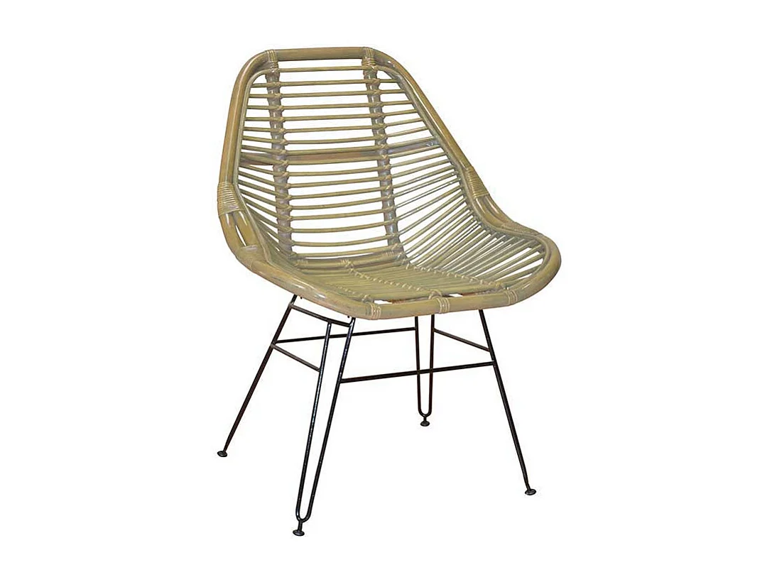 Schalenstuhl aus Rattan Eisen