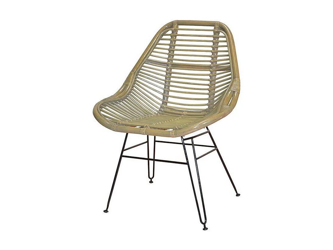 Schalenstuhl aus Rattan Eisen