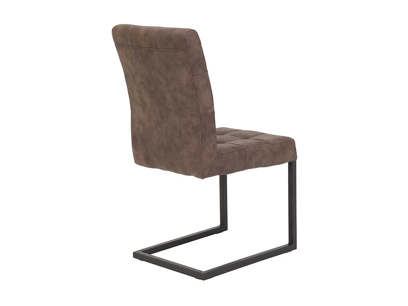 Schwingstuhl in Braun Microfaser Stahl (2er Set)