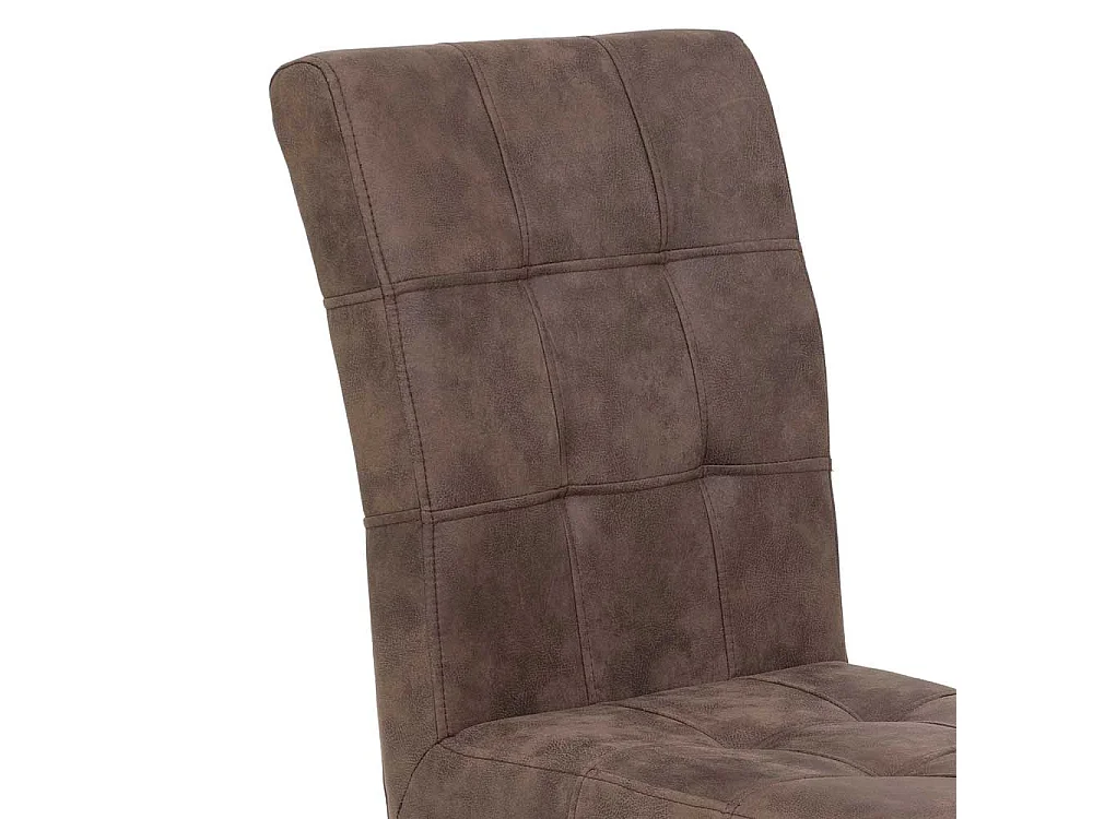 Schwingstuhl in Braun Microfaser Stahl (2er Set)