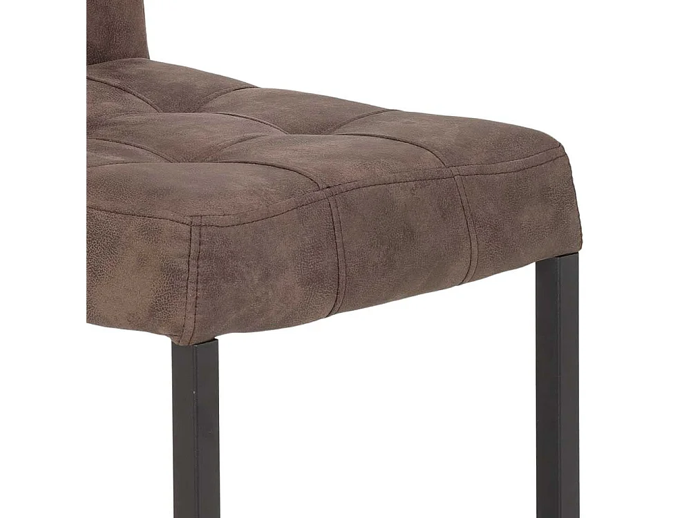 Schwingstuhl in Braun Microfaser Stahl (2er Set)