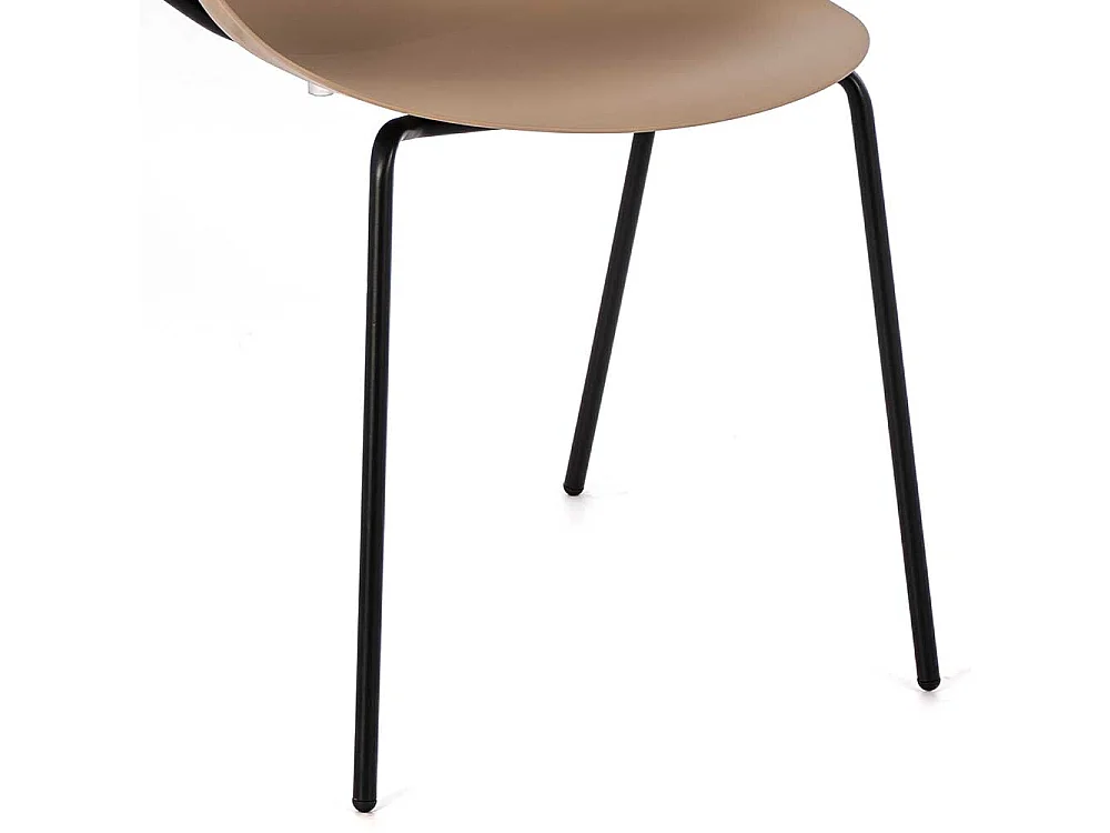 Esstisch Stühle in Hellbraun und Schwarz Kunststoff (4er Set)