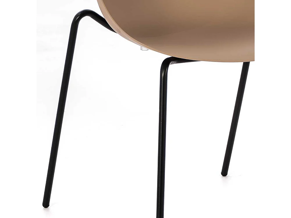 Esstisch Stühle in Hellbraun und Schwarz Kunststoff (4er Set)