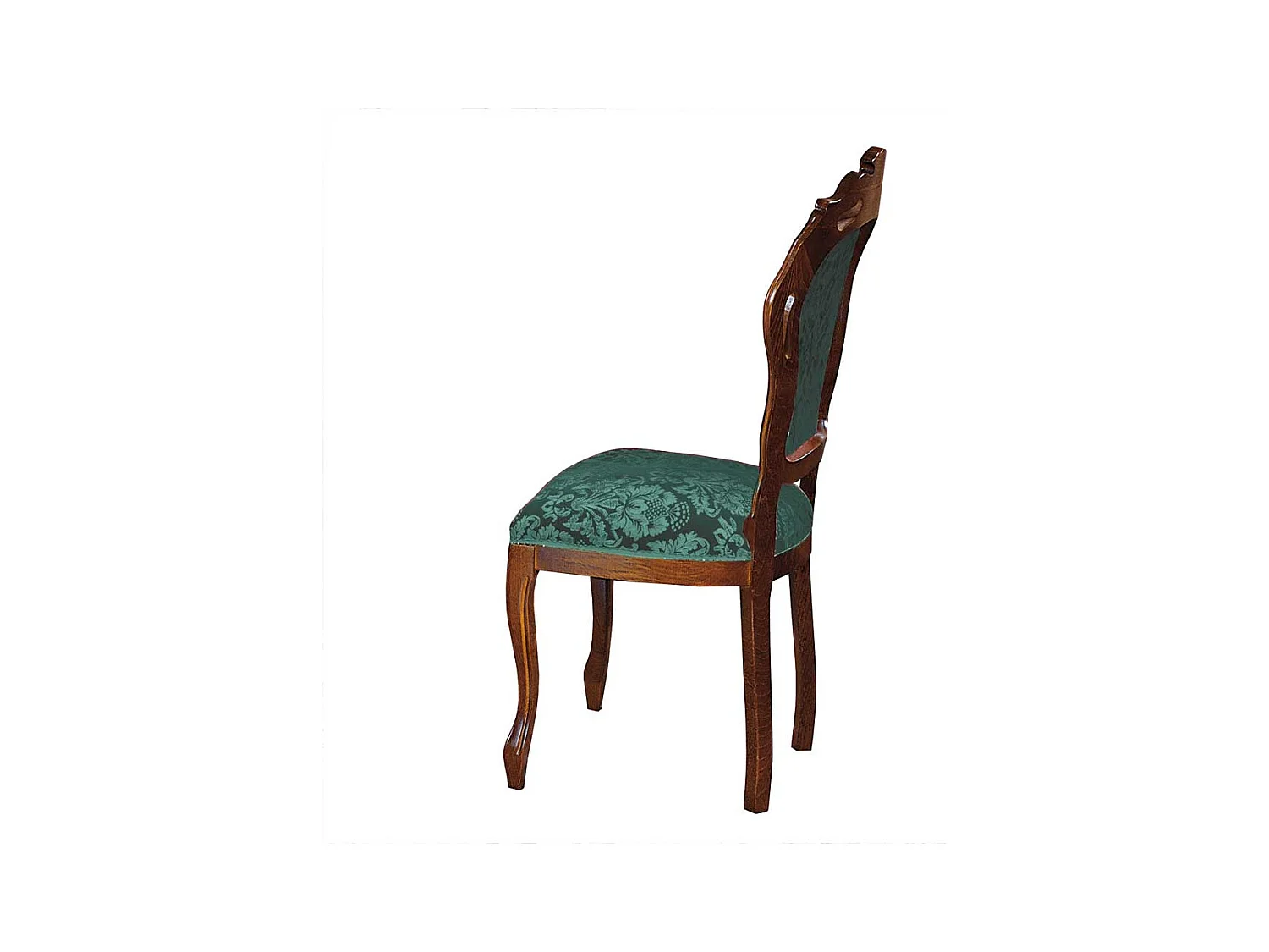 Barock Stuhl mit hoher Medaillon Lehne Nussbaumfarben & Grün