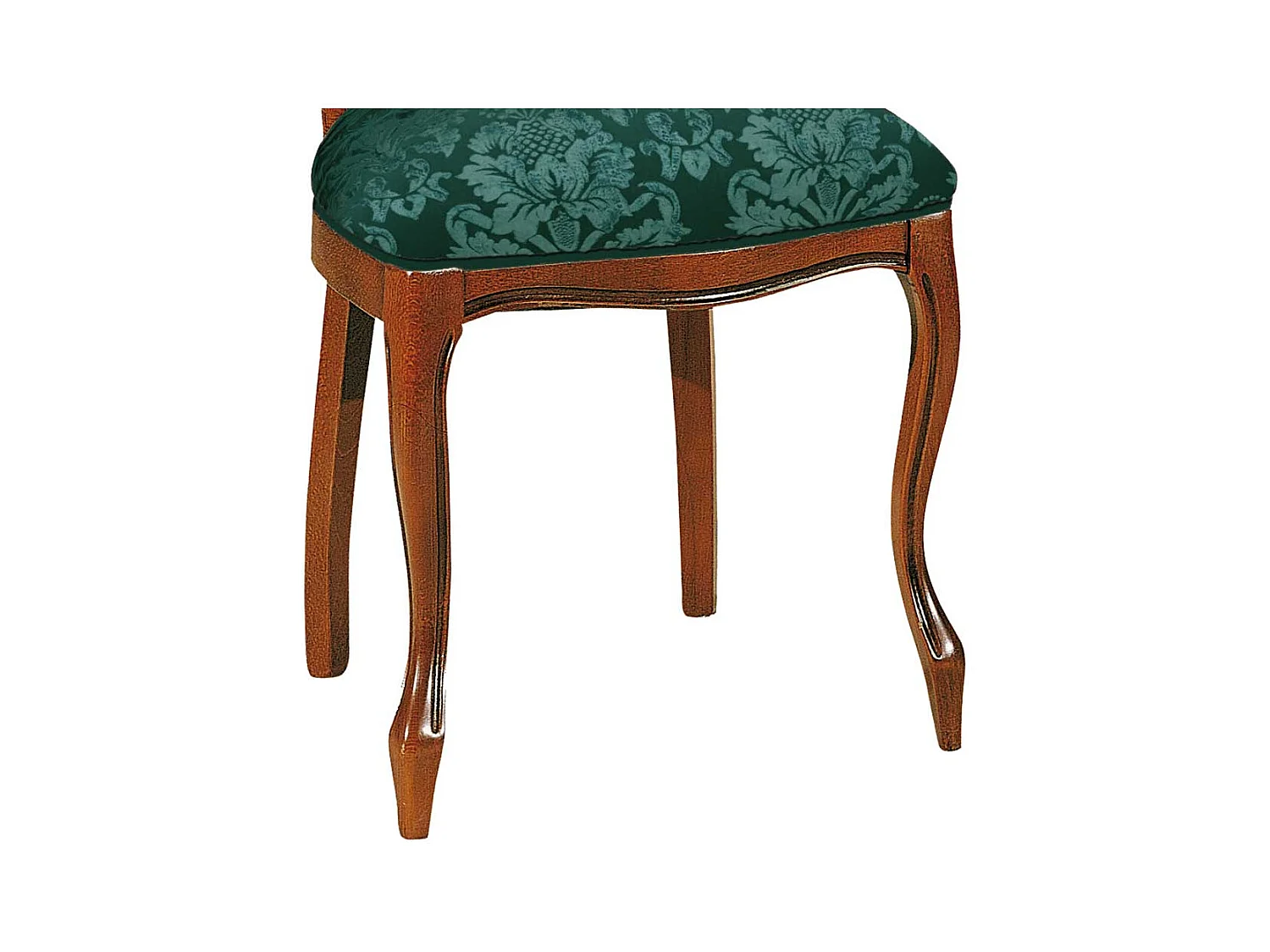 Barock Stuhl mit hoher Medaillon Lehne Nussbaumfarben & Grün