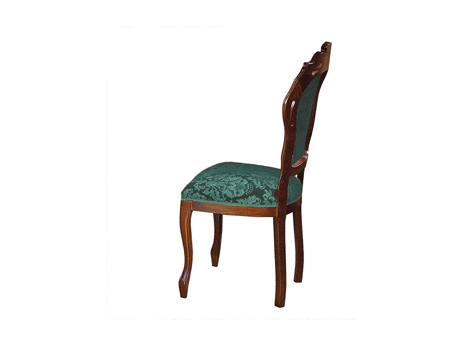 Barock Stuhl mit hoher Medaillon Lehne Nussbaumfarben & Grün