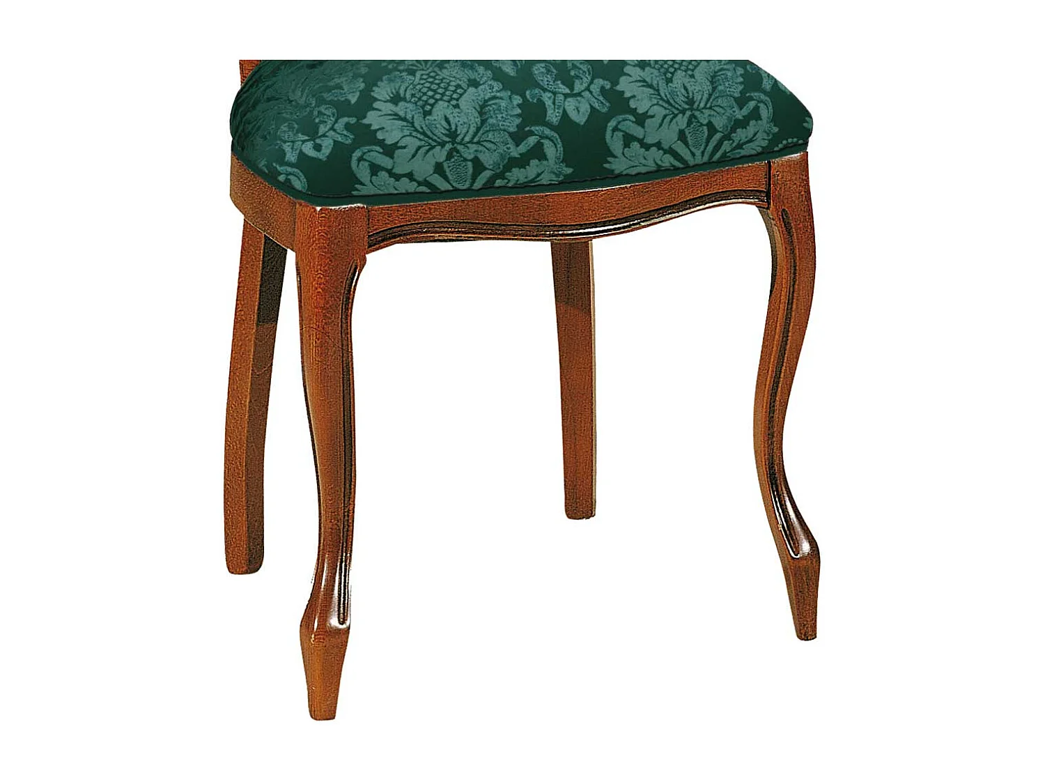 Barock Stuhl mit hoher Medaillon Lehne Nussbaumfarben & Grün