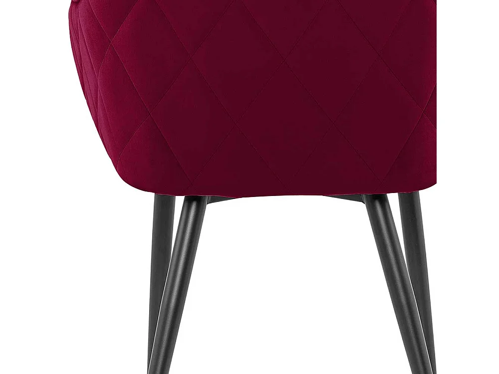 Dunkelroter Samt Stuhl mit Armlehnen außen gesteppt