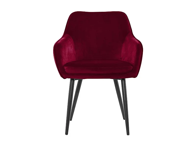Dunkelroter Samt Stuhl mit Armlehnen außen gesteppt
