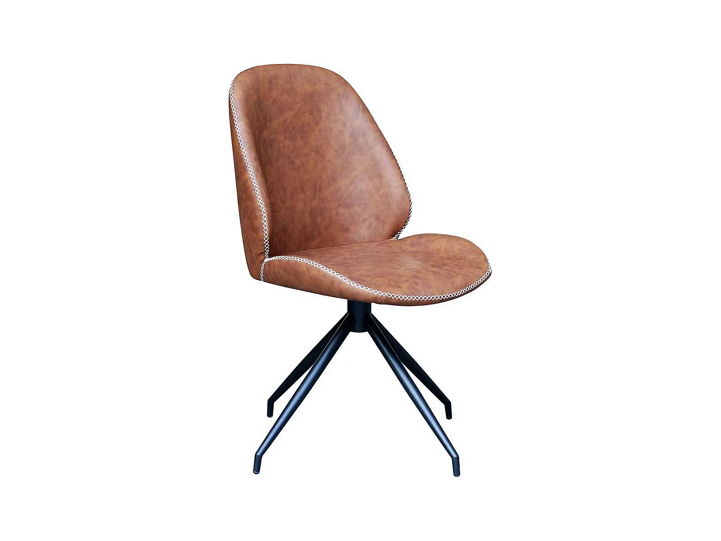 Kunstleder Drehstühle in Cognac Braun Gestell aus Metall (2er Set)