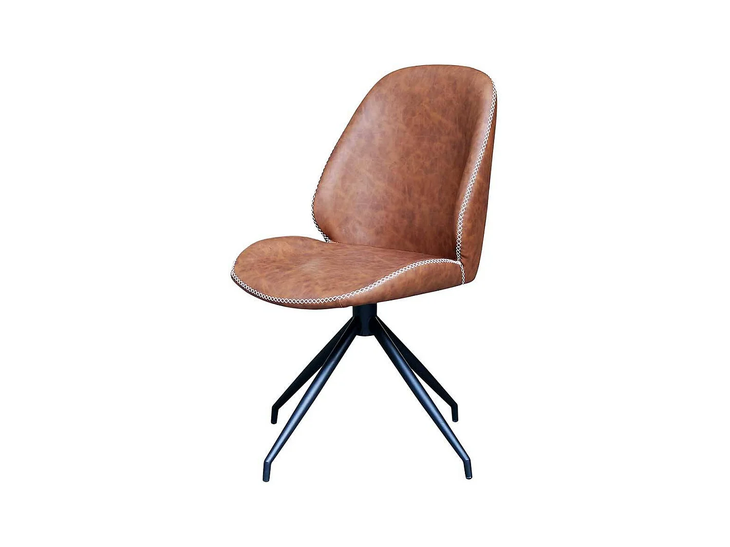 Kunstleder Drehstühle in Cognac Braun Gestell aus Metall (2er Set)