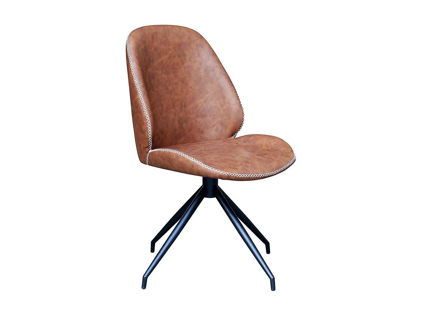 Kunstleder Drehstühle in Cognac Braun Gestell aus Metall (2er Set)