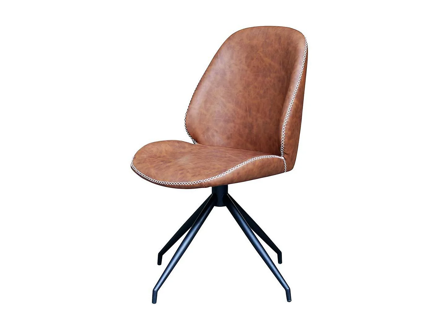 Kunstleder Drehstühle in Cognac Braun Gestell aus Metall (2er Set)