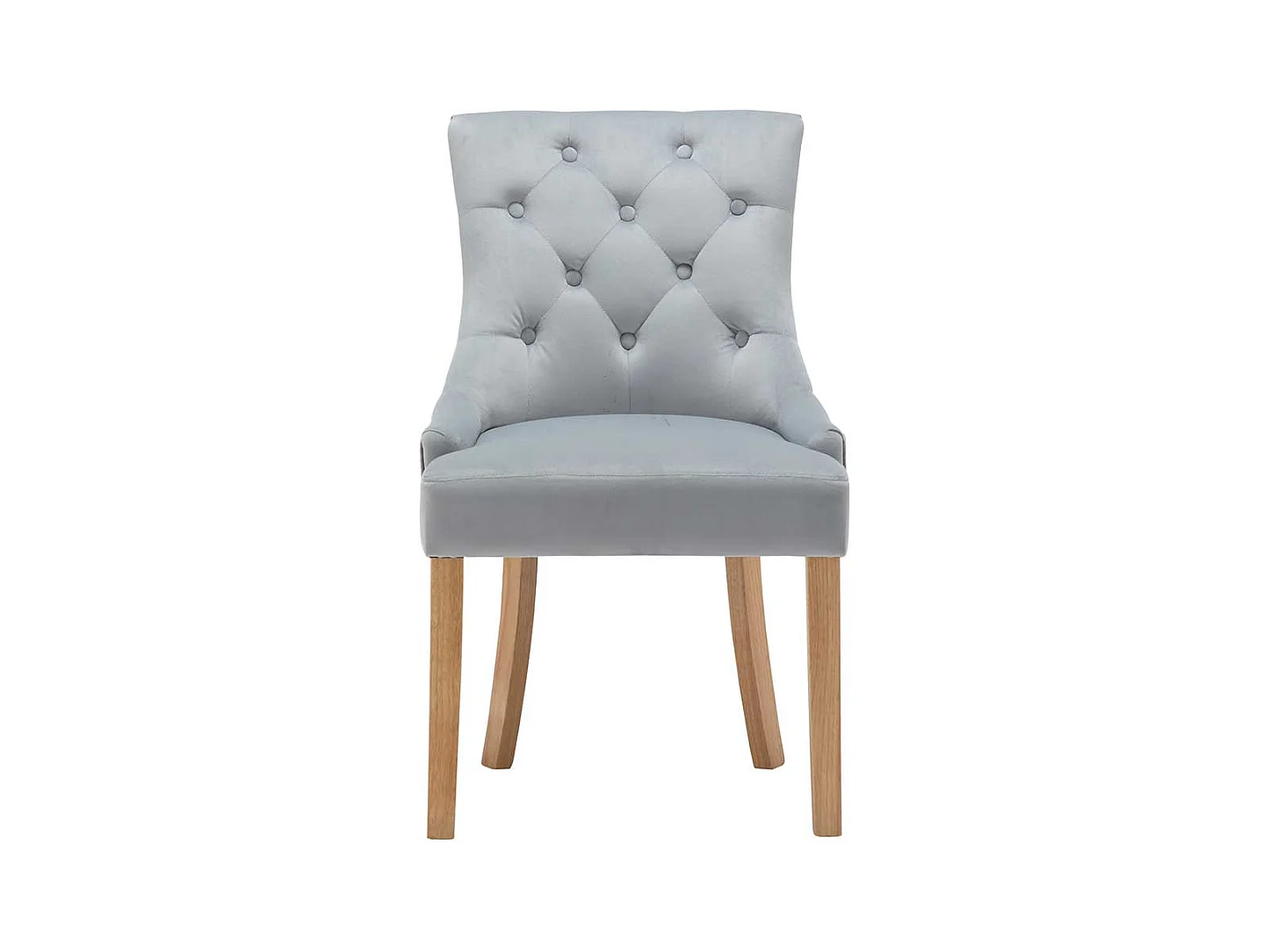 Esstisch Stühle in Hellgrau Samt Gestell aus Massivholz (2er Set)