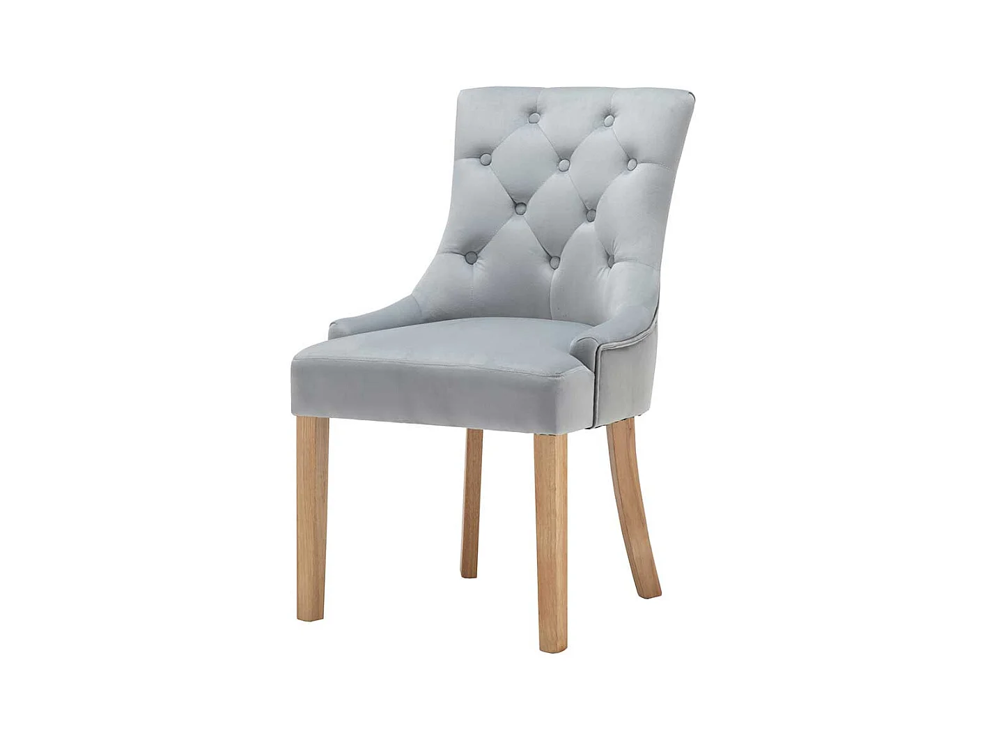 Esstisch Stühle in Hellgrau Samt Gestell aus Massivholz (2er Set)