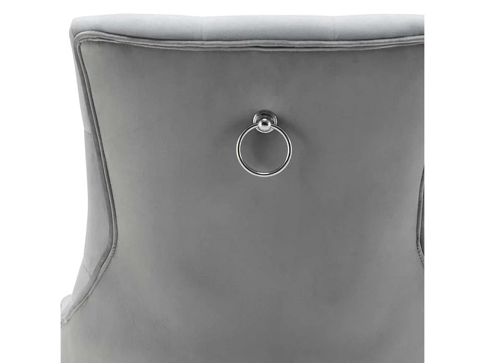 Esstisch Stühle in Hellgrau Samt Gestell aus Massivholz (2er Set)