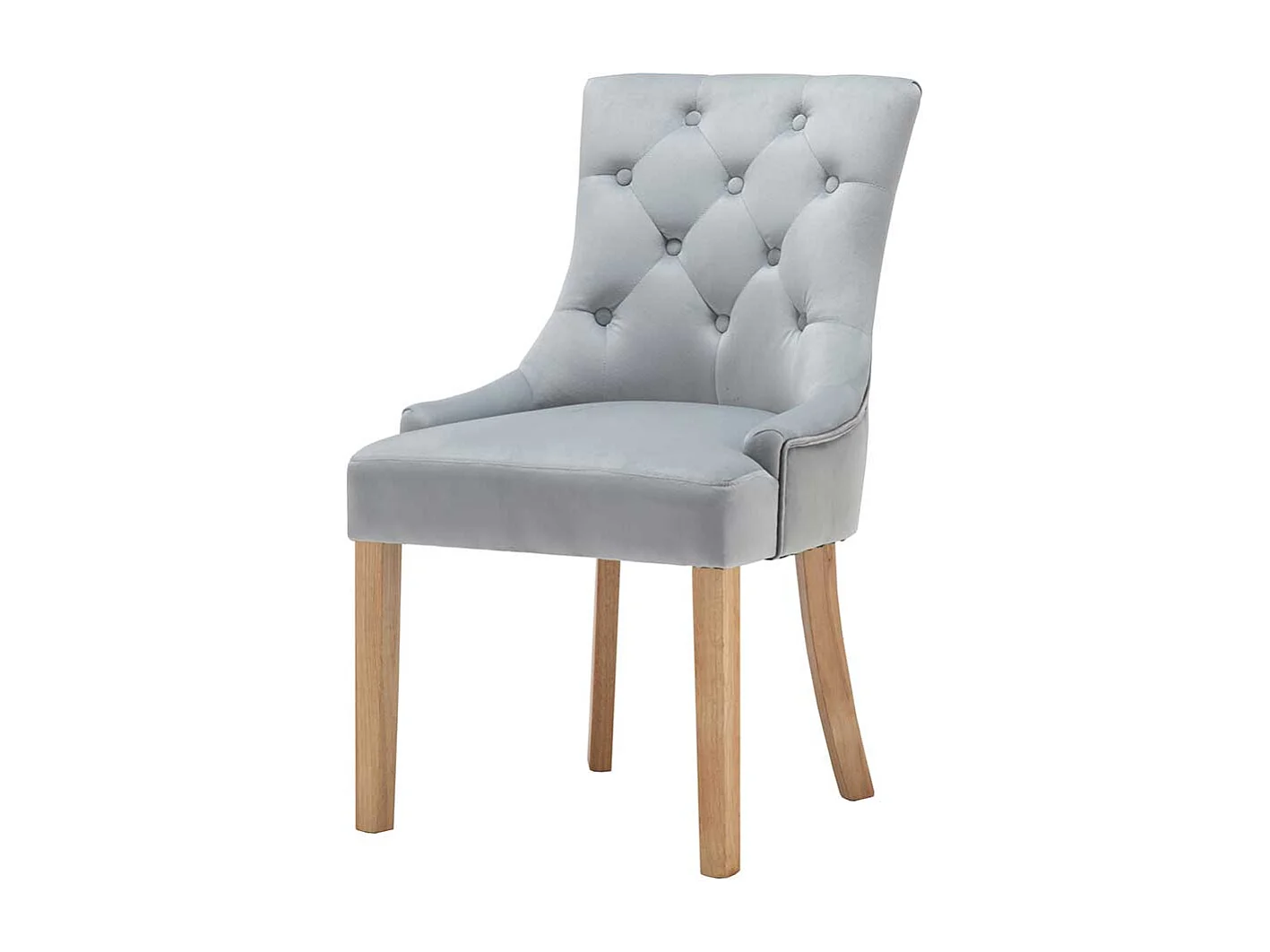 Esstisch Stühle in Hellgrau Samt Gestell aus Massivholz (2er Set)