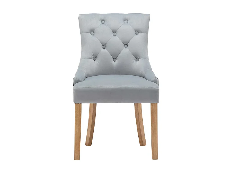 Esstisch Stühle in Hellgrau Samt Gestell aus Massivholz (2er Set)