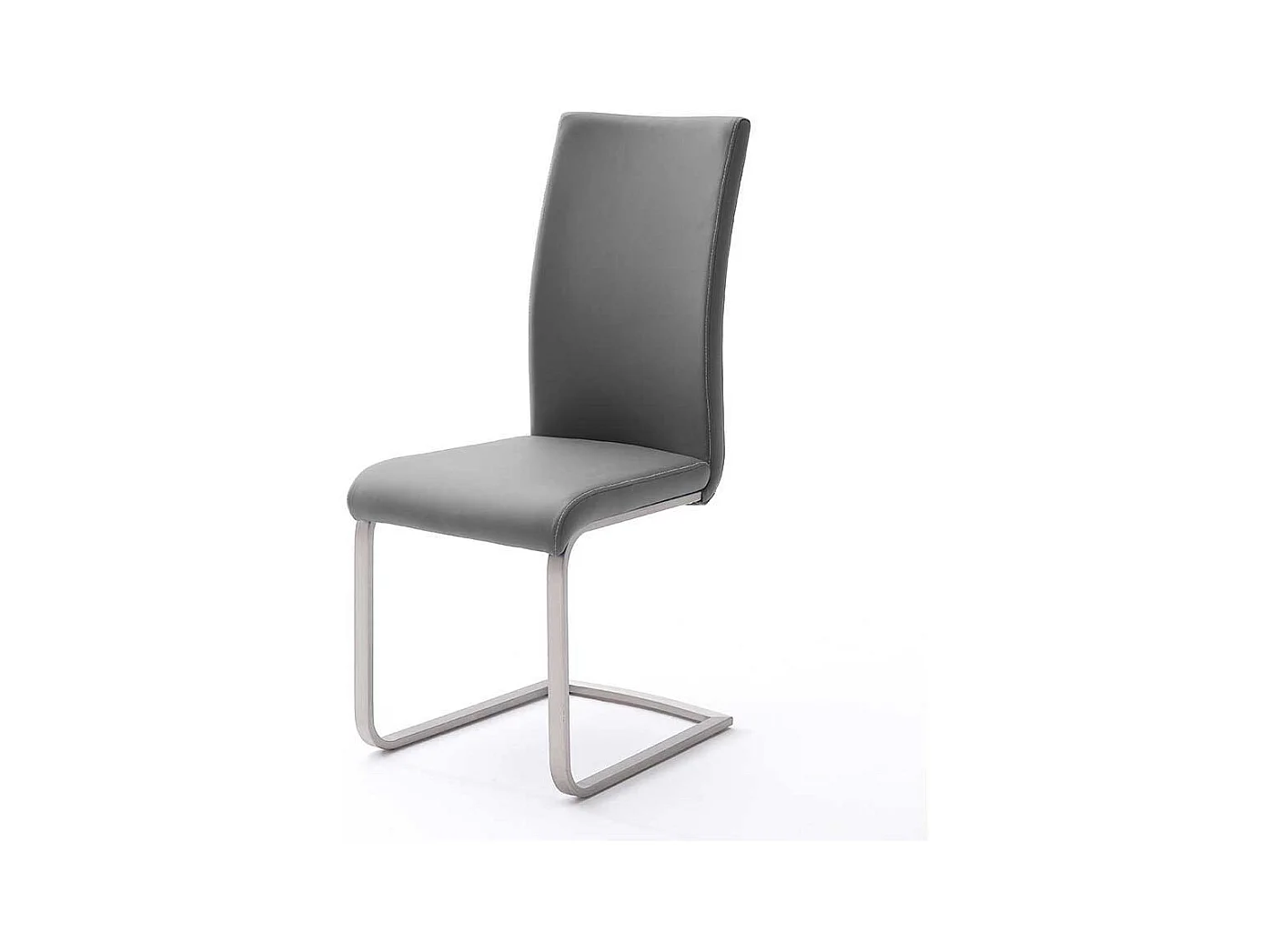 Freischwingerstuhl Set in Hellgrau Edelstahl (4er Set)