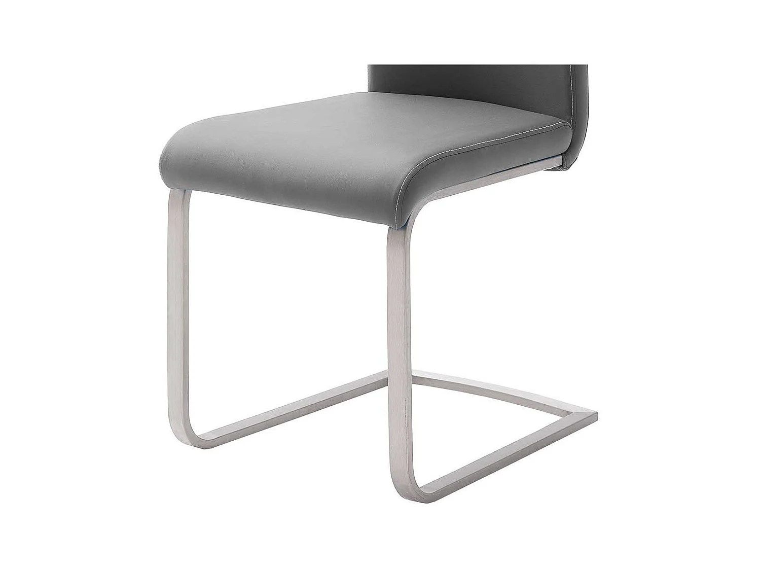 Freischwingerstuhl Set in Hellgrau Edelstahl (4er Set)