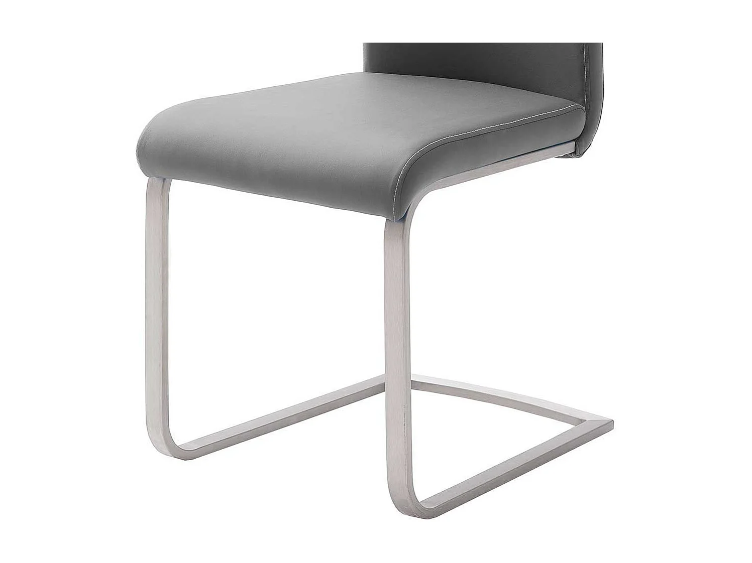 Freischwingerstuhl Set in Hellgrau Edelstahl (4er Set)