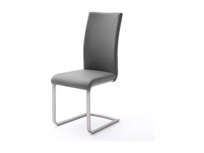 Freischwingerstuhl Set in Hellgrau Edelstahl (4er Set)