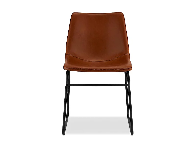 St�hle in Cognac Braun Kunstleder Metallb�geln (2er Set)