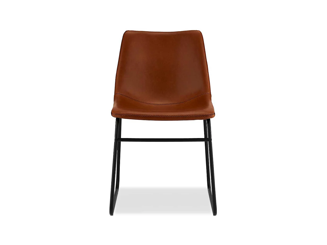 St�hle in Cognac Braun Kunstleder Metallb�geln (2er Set)