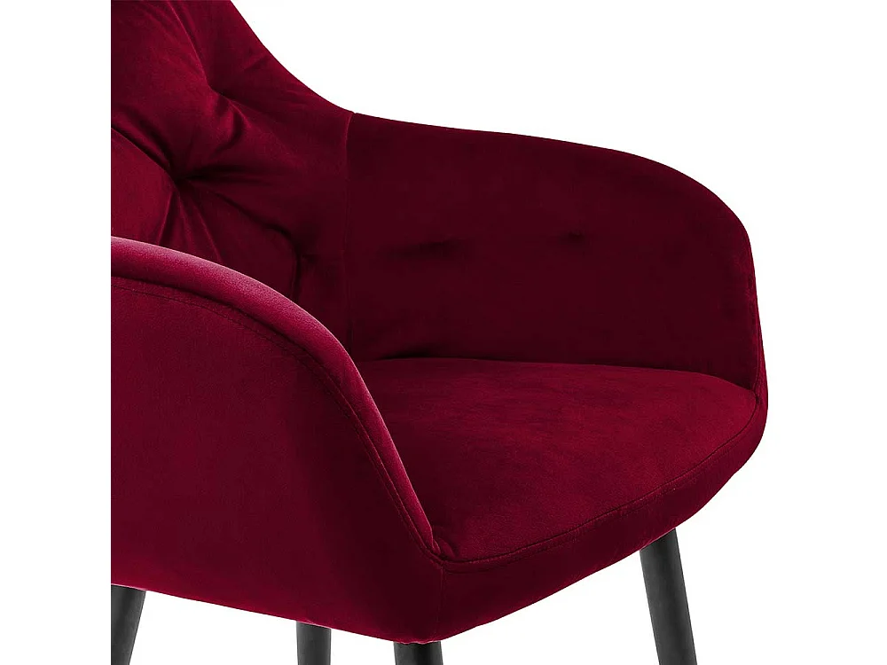 Armlehnenstuhl in Dunkelrot Samt aufwendigen Steppungen