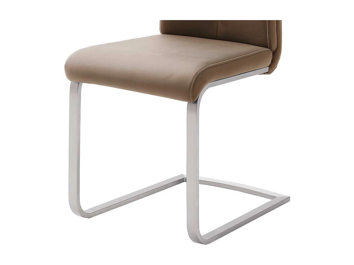 Küchenstuhl Set in Hellbraun Kunstleder Edelstahl (4er Set)