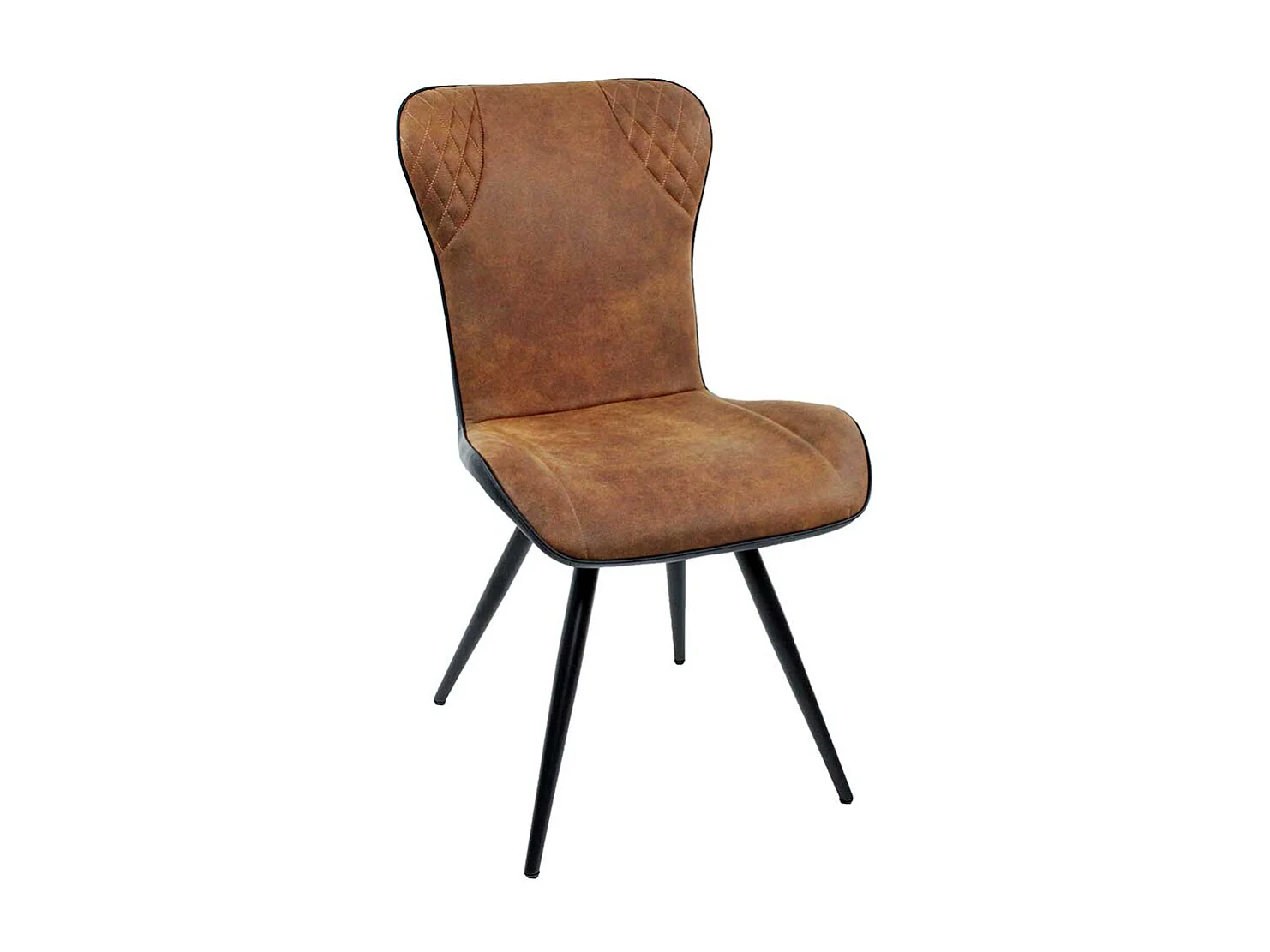 Esstisch Stühle in Cognac Braun Gestell aus Metall in Schwarz (4er Set)