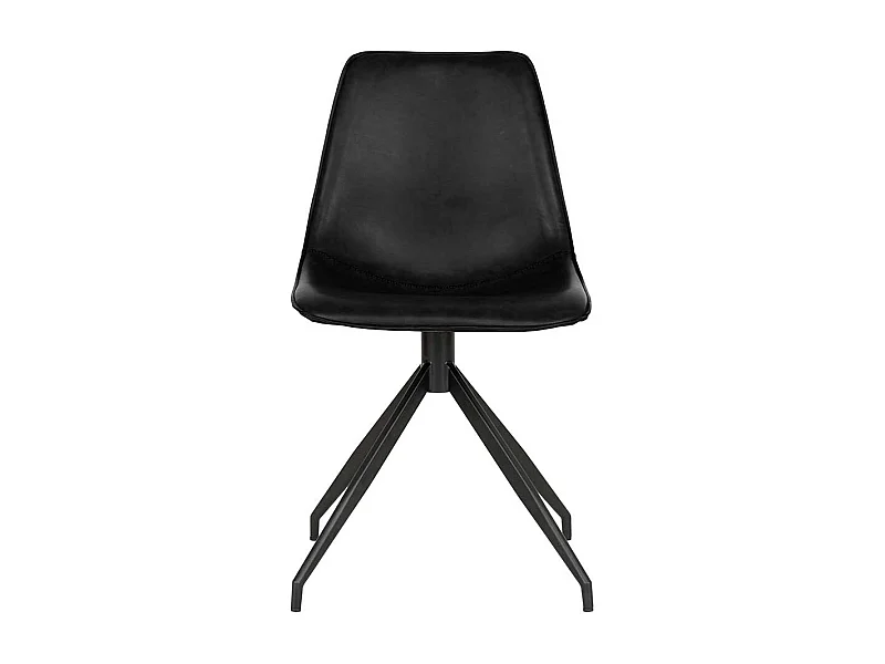 Drehbare Esszimmerstühle in Schwarz Kunstleder und Stahl (2er Set)